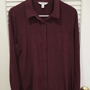 Nine West Dark Red Long Sleeve Shirt